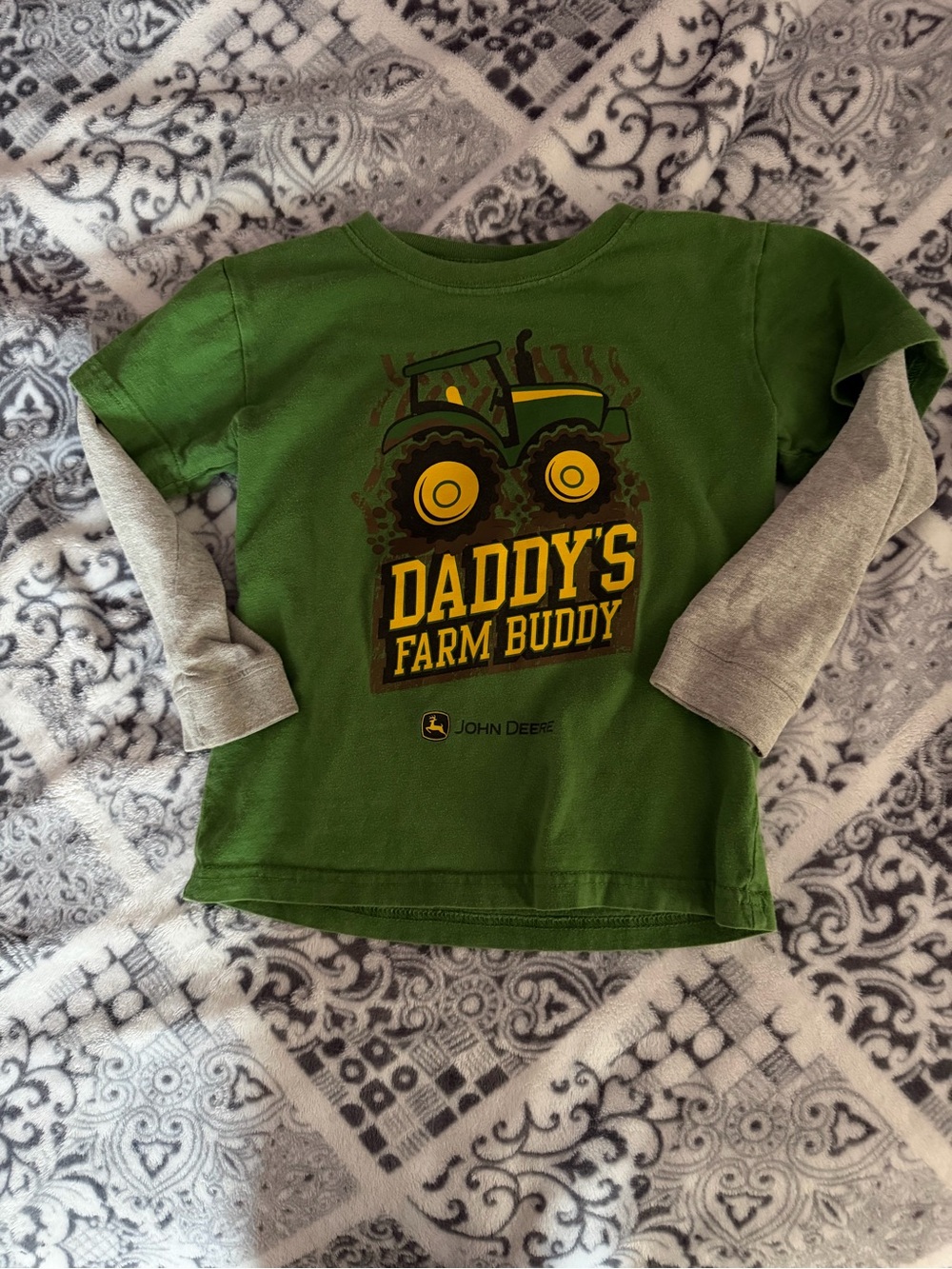 John Deere Green & Gray 'Daddy's Farm Buddy' Long-Sleeve Tee